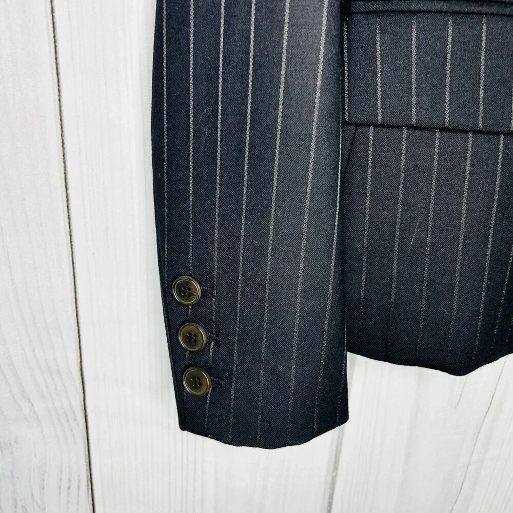NWOT Theory Nettie Black Pin Stripe Wool Blend Blazer Sz 00 Two Button